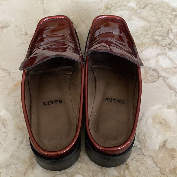 Bally Talky Mules Bronze Patent Leather Slip On Shoes Open Back - Picture 6 of 11
